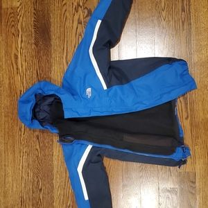 North Face Blue Boys 3 jackets in 1 parka with zip out fleece. Size 10-12.